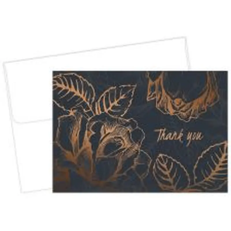 Great Papers! Note Card and White Envelopes, Thank You, Flower Copper Foil, 4.875" x 3.375"(folded), 50 count
