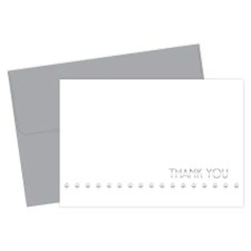 Great Papers! Note Card and White Envelopes, Thank You, Silver Foil Lotsa Dots, 4.875" x 3.375"(folded), 24 count