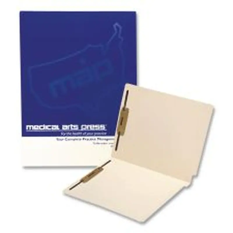 Medical Arts Press Heavy-Duty End Tab Fastener Folders, 0.75" Expansion, 2 Fasteners, Letter Size, Manila Exterior, 250/Carton