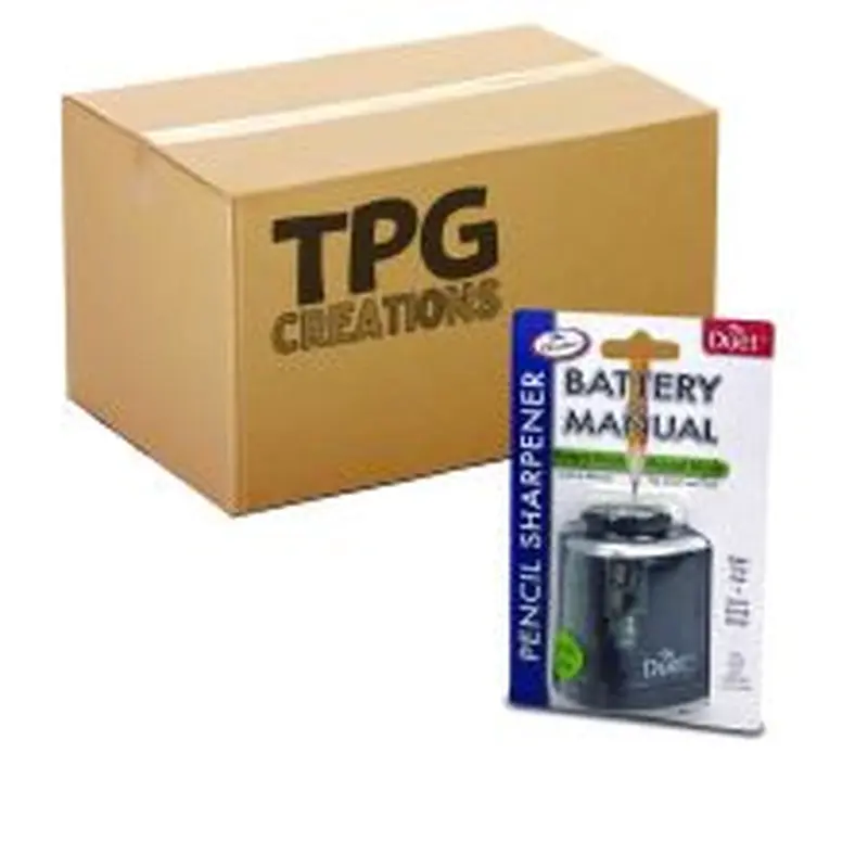 TPG Creations 2-in-1 Sharpener, Battery/Manual-Powered, 6.13 x 3, Black, 24/Carton