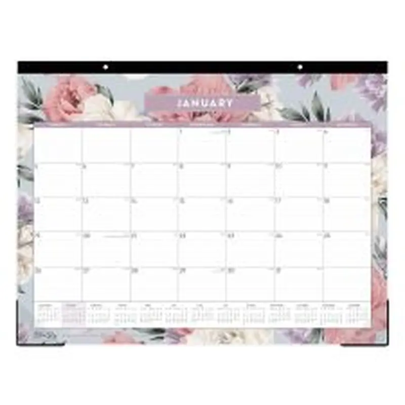 Blue Sky Tula Monthly Desk Pad Calendar, Floral Artwork, 22" x 17", White/Purple/Pink Sheets, Black Headband, 12-Month (Jan-Dec): 2026