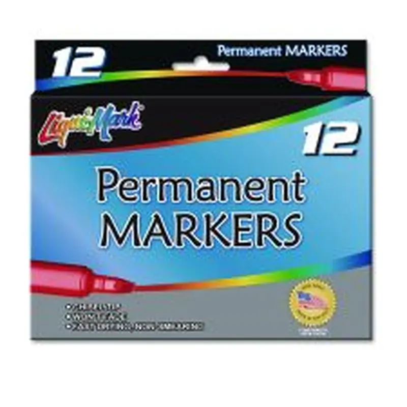 Liqui-Mark Permanent Marker, Chisel Tip, Black, Dozen