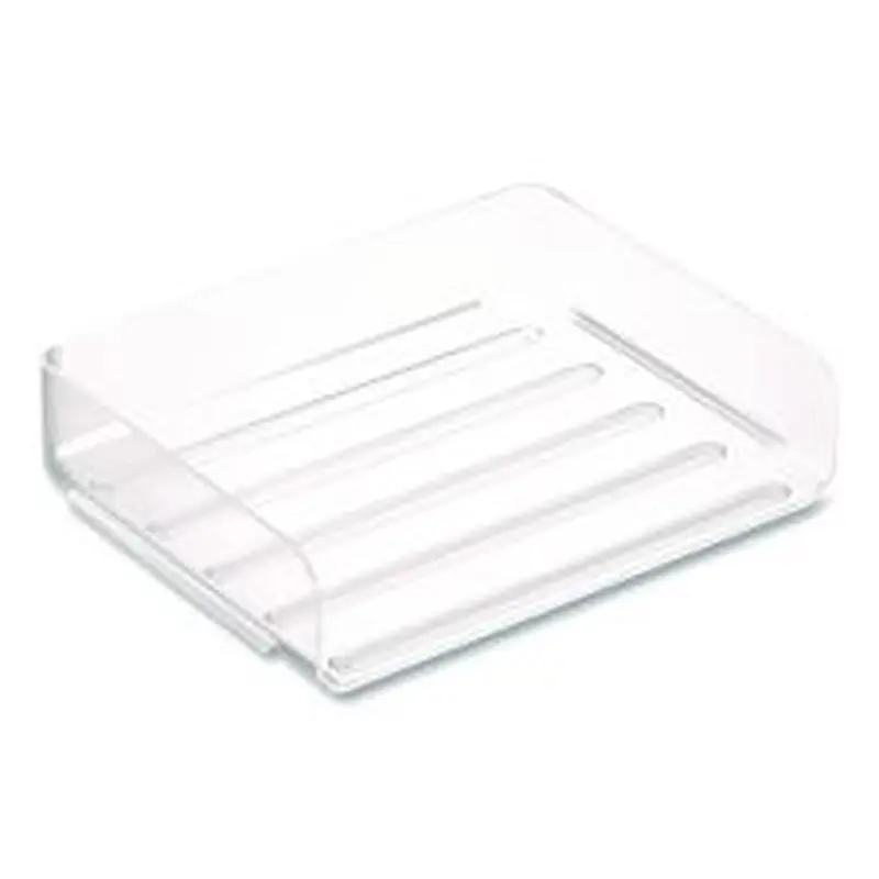 TRU RED Clear Side Load Stackable Plastic Letter Tray, Letter Size, 9.72 x 12.63 x 3.01
