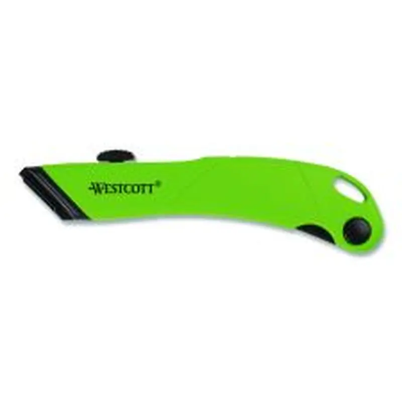 Westcott Ceramic Safety Cutter with Fold-Out Film Cutter, Plastic Handle, Green