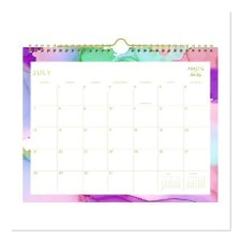 Blue Sky Ashley G Multicolor Smoke Academic Year Wall Calendar, 11 x 8.75, White/Multicolor Sheets, 12-Month (July to June): 2025-2026
