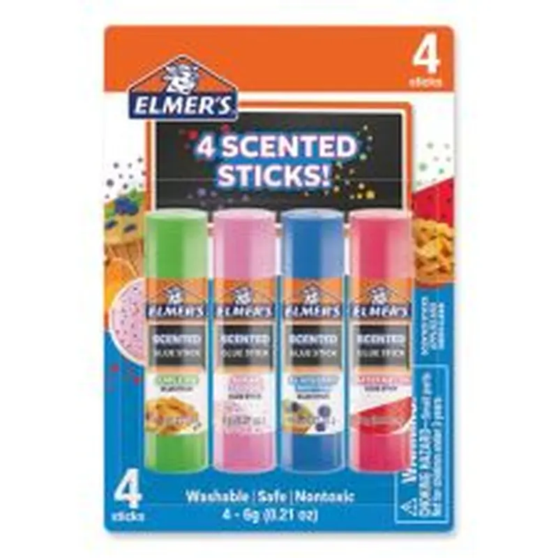 Elmer's Scented Glue Sticks, 0.21 oz, Dries in Assorted Colors, 4 Scents