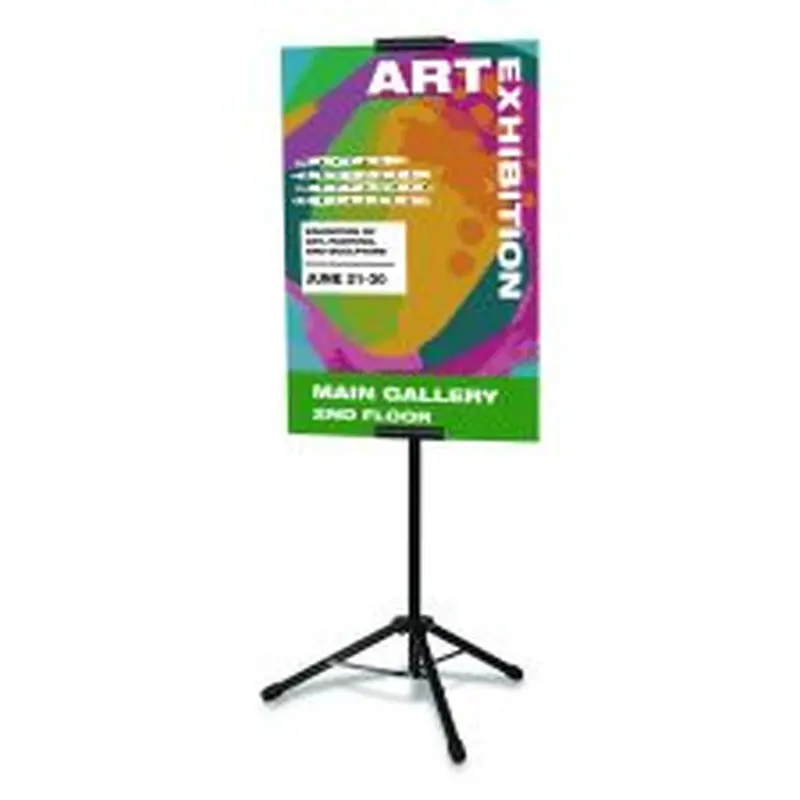Excello Global Products Blank Floor Sign Stand, Holds Posters Up to 77", 26" to 86" Tall, Black Stand, White Face
