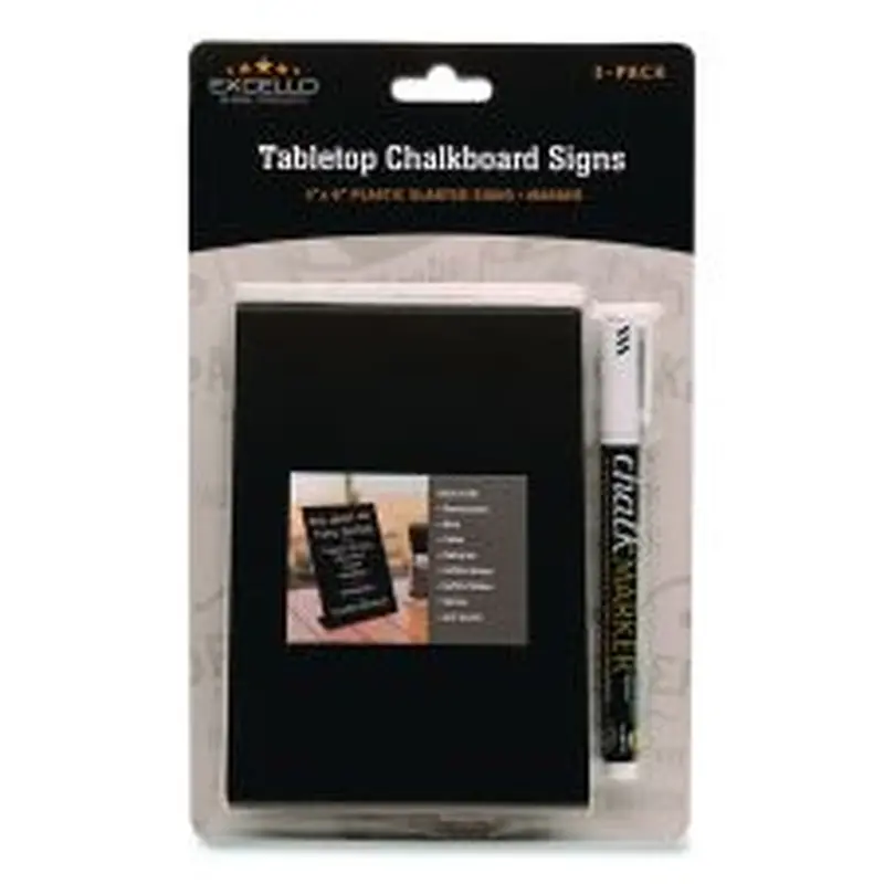Excello Global Products Tabletop Chalkboard Signs, Black Surface, 4 x 6, 3/Pack