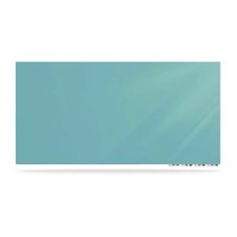 Ghent Aria Low-Profile Frameless Magnetic Glassboard, 72" x 48", Denim Blue Surface