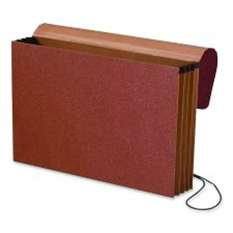Pendaflex Standard Expanding Wallet with Fiber Gussets, 3.5" Expansion, 1 Section, Elastic Cord Closure, Legal Size, Redrope, 10/Box