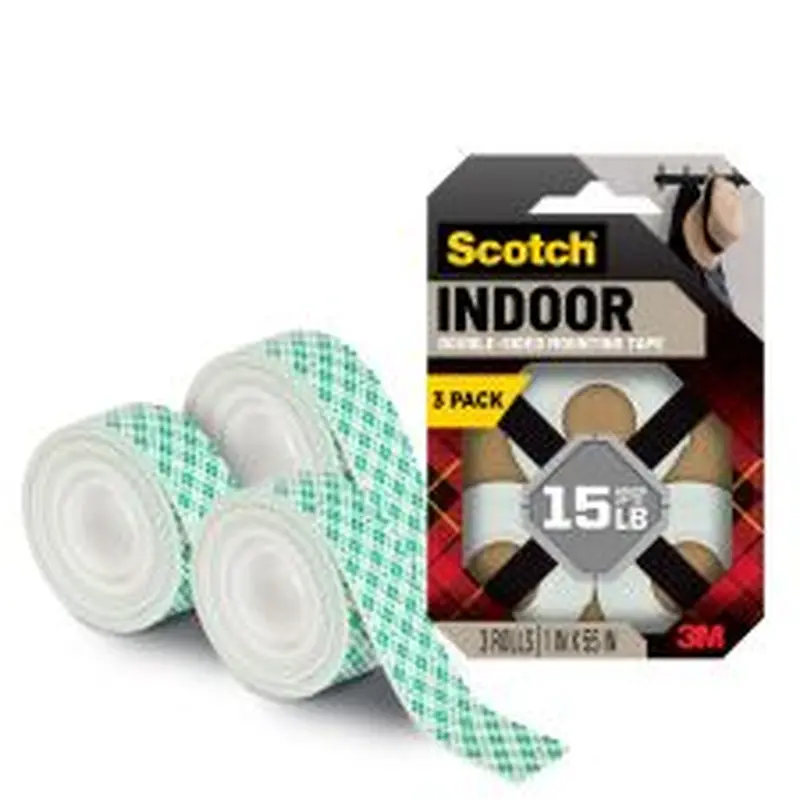 Scotch-Mount Indoor Double-Sided Mounting Tape, White, 1 in x 55 in, 3 Pack