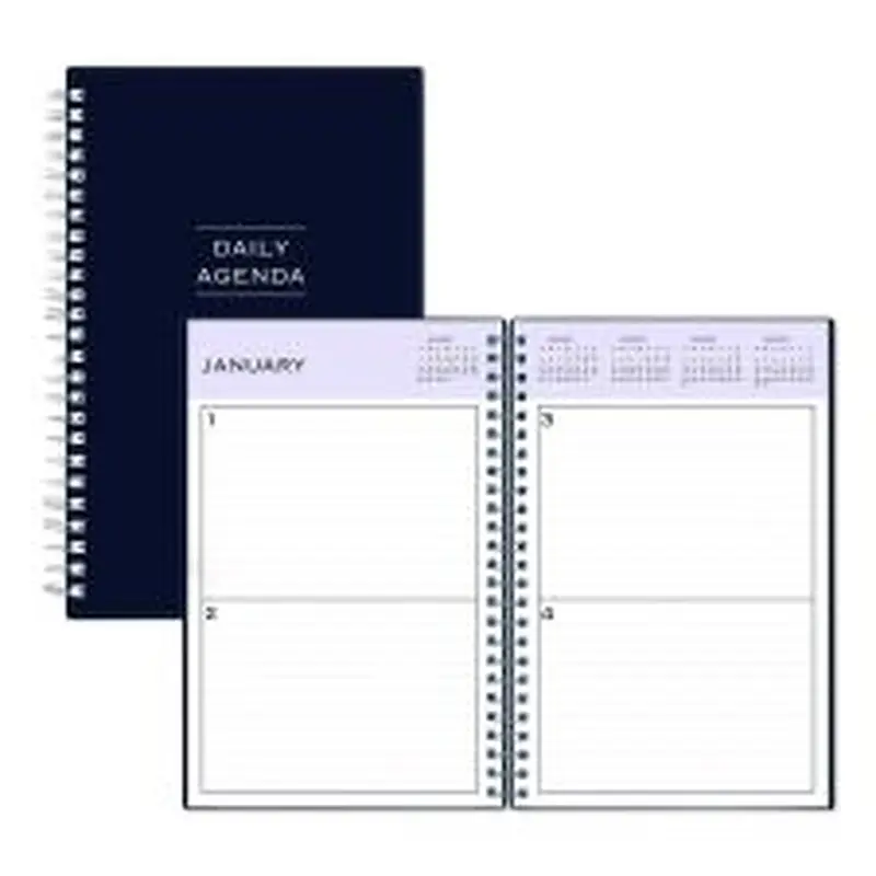 Blue Sky Perpetual Daily Planner, 8.5 x 5.5, Blue Cover, 52 Weeks: Undated