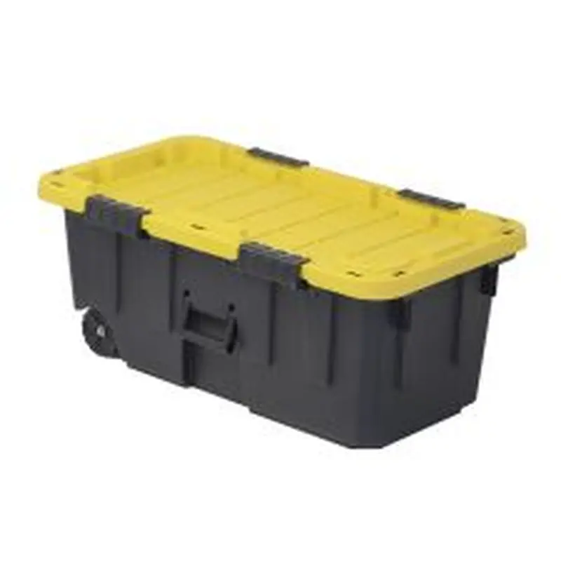Centrex Tough Box Wheeled Footlocker Tote With Lid, 20-Gallon, 32-1/4L x 18-1/4W x 13-1/2H, 45% Recycled, Black/Yellow