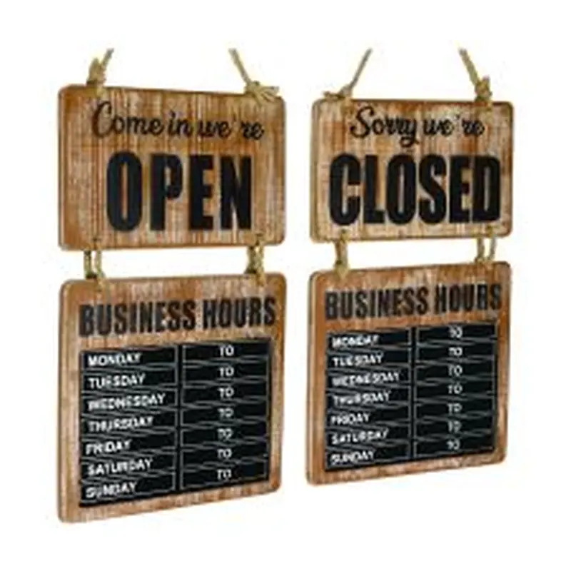 Excello Global Products Business Hours Outdoor Sign, 9.75 x 22.5, Brown Face, Black/White Lettering, Chalkboard