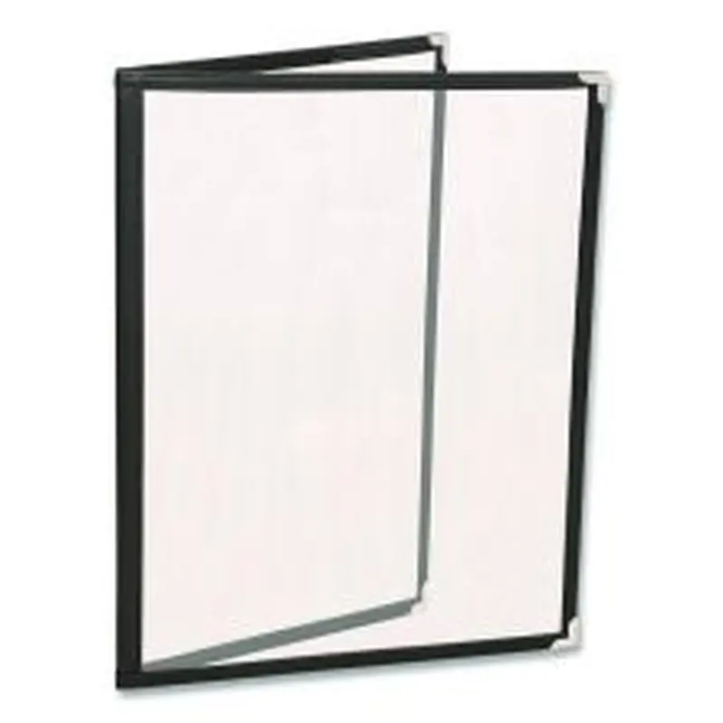 Excello Global Products Menu Holder For 8.5 x 11 Menus, Portrait Orientation 4-View, 9.6 x 11.9, Clear/Black/Silver