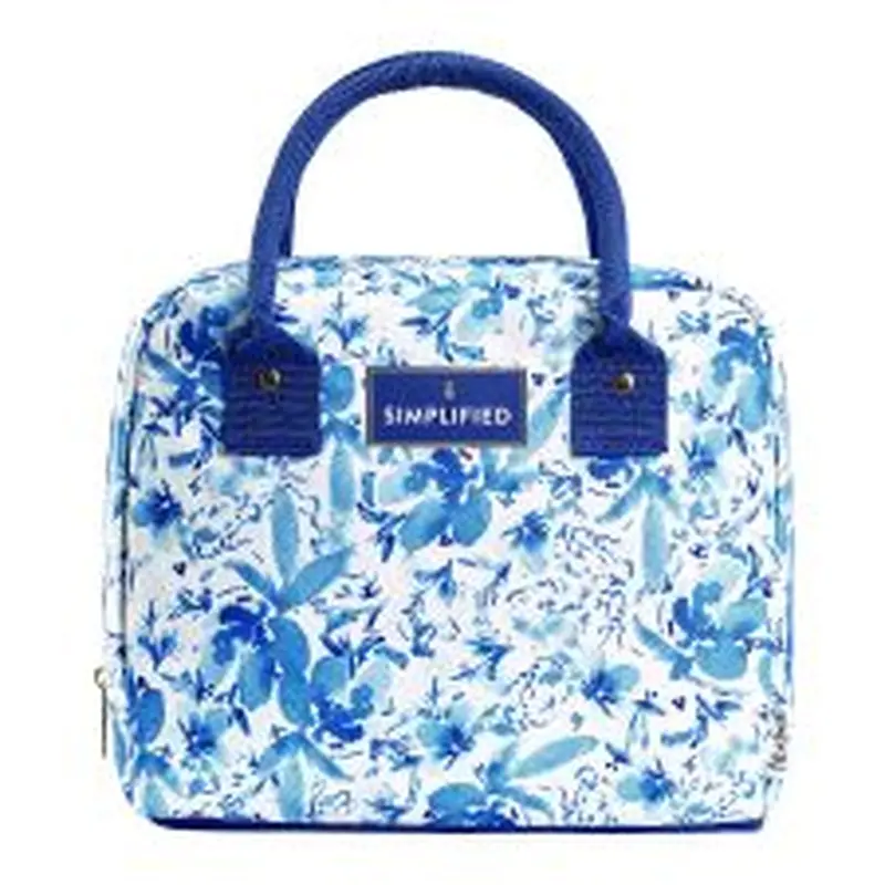 fit   fresh Simplified Lunch Bag with 4 Food Containers, 9 x 6 x 10, Blue Floral
