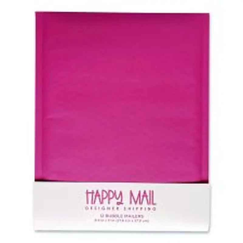 Happy Mail Self-Sealing Bubble Mailer, 8.5 x 11, Pink, 12/Pack