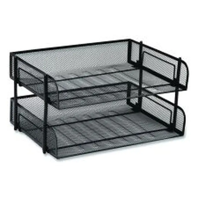 Mind Reader Stackable Paper Desk Tray Organizer, Letter Size, 10 x 13.5 x 2.5, Black, 2/Pack