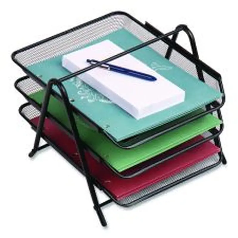 Mind Reader Tiered Metal Mesh Desk Tray Organizer, 3-Tier, Letter Size, 11.5 x 13.75 x 10, Black