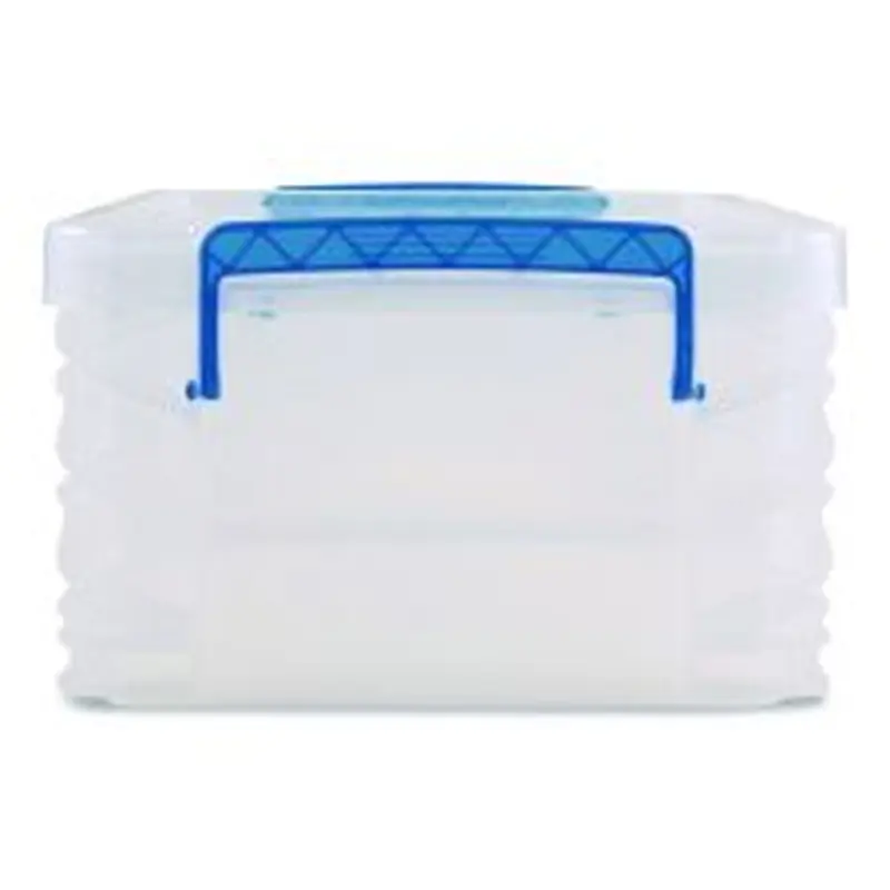 Advantus Super Stacker Lift-Off Lid Storage Tote, 14.25 x 10.3 x 6.5, Transparent/Blue