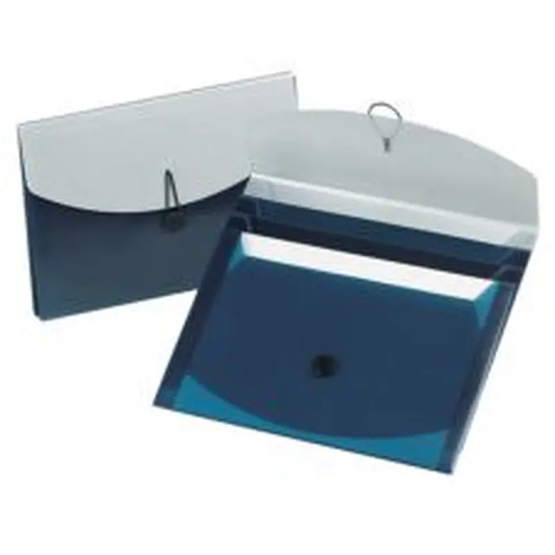 Pendaflex Letter File Wallet - 8 1/2" x 11" - 4 Pocket(s) - Blue, Silver - Durable, Tie Tape Closure - 1 Each