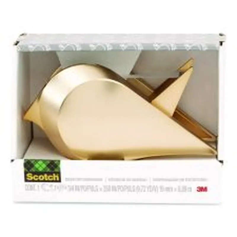 Scotch Bird Desktop Tape Dispenser, 1" Core, Metallic Gold