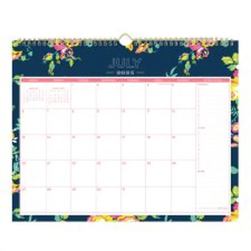 2025-2026 Day Designer Monthly Wall Calendar, 15" x 12", Peyton Navy, July 2025 To June 2026, 107934