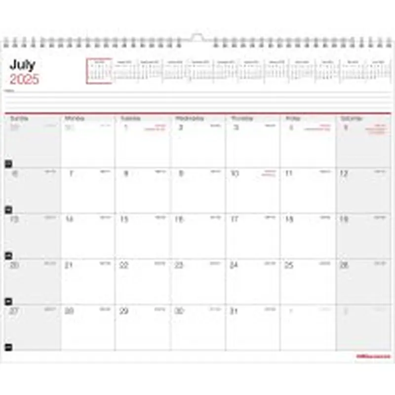 2025-2026 Office Depot Brand Monthly Academic Wall Calendar, 15" x 12", 30% Recycled, July 2025 To June 2026