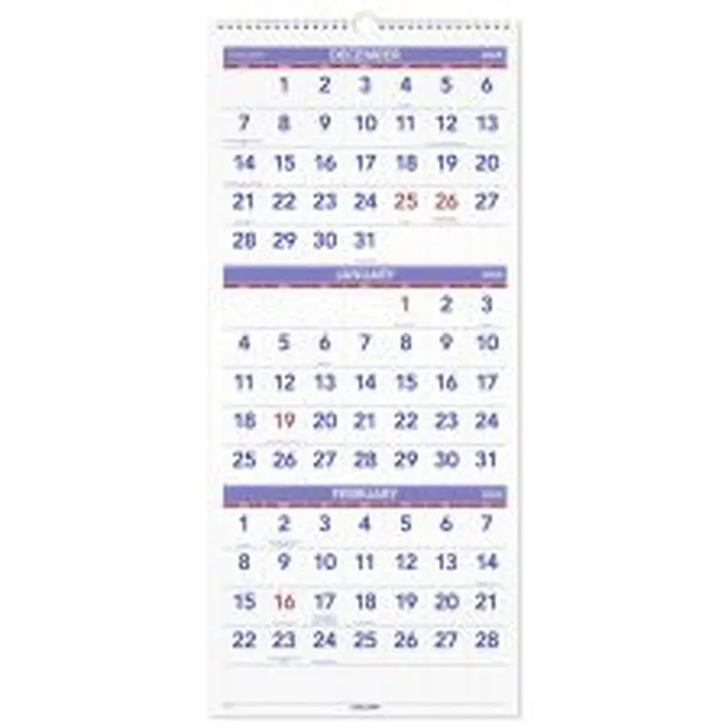 AT-A-GLANCE 2026 Three Month Reference Vertical Wall Calendar, Large, 12" x 27"