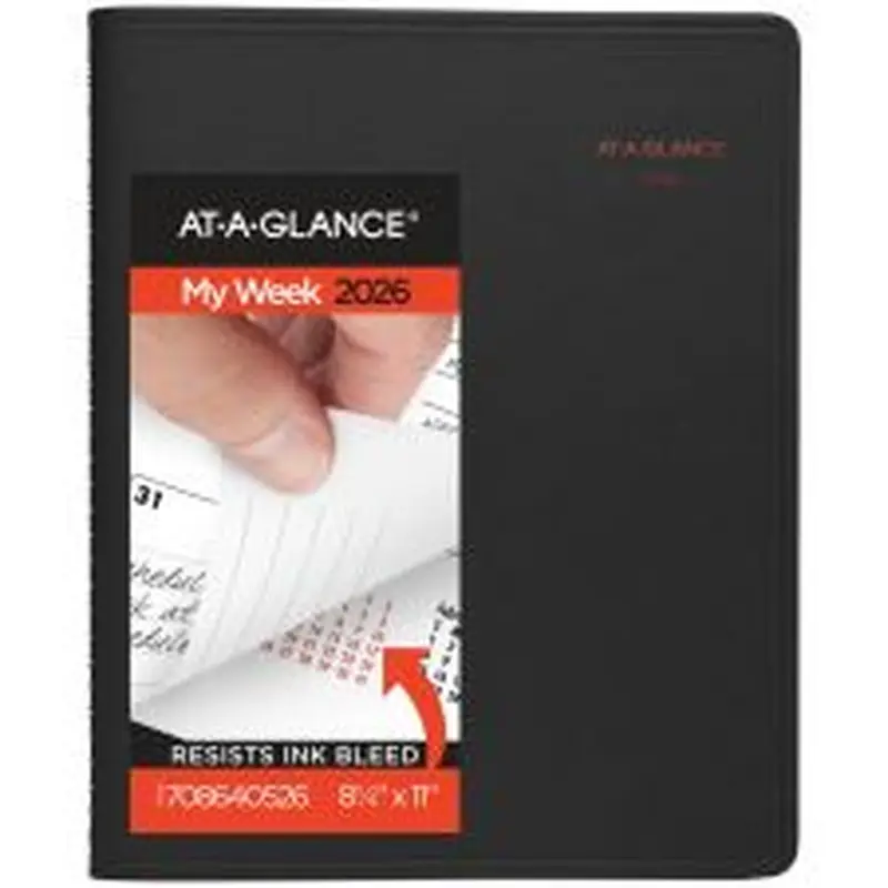 AT-A-GLANCE 800 Range 2026 Weekly Monthly Appointment Book Planner, Large, Black, 8 1/4" x 11"