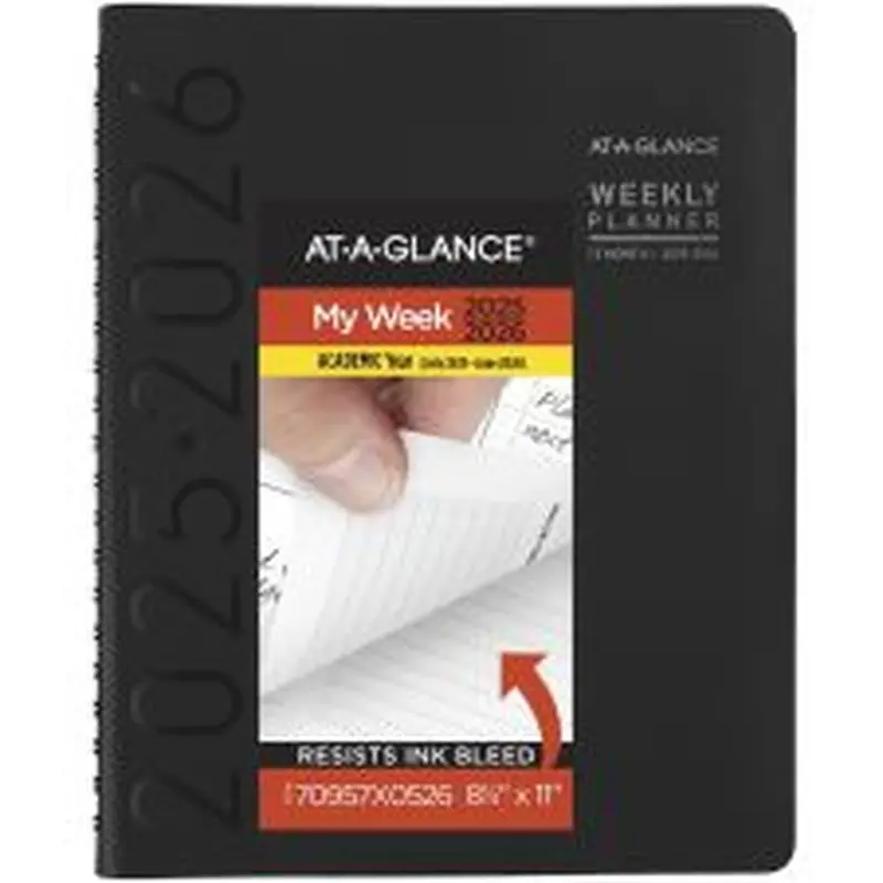 AT-A-GLANCE Contemporary Academic 2025-2026 Weekly Monthly Planner, Black, Large, 8 1/4" x 11"