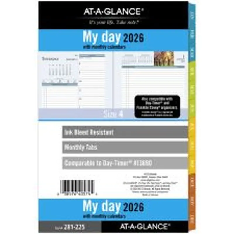 AT-A-GLANCE 2026 Zenscapes Daily Monthly Planner Two Page Per Day Refill, Loose-Leaf, Desk Size, 5 1/2" x 8 1/2"