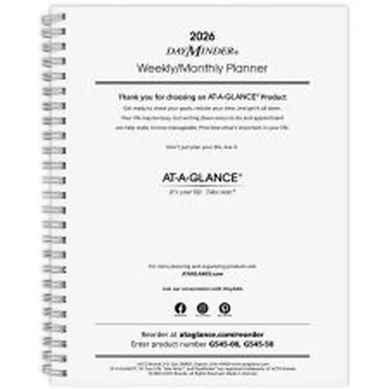 AT-A-GLANCE DayMinder Executive 2026 Weekly Monthly Refill for G545, Medium, 7" x 8 3/4"