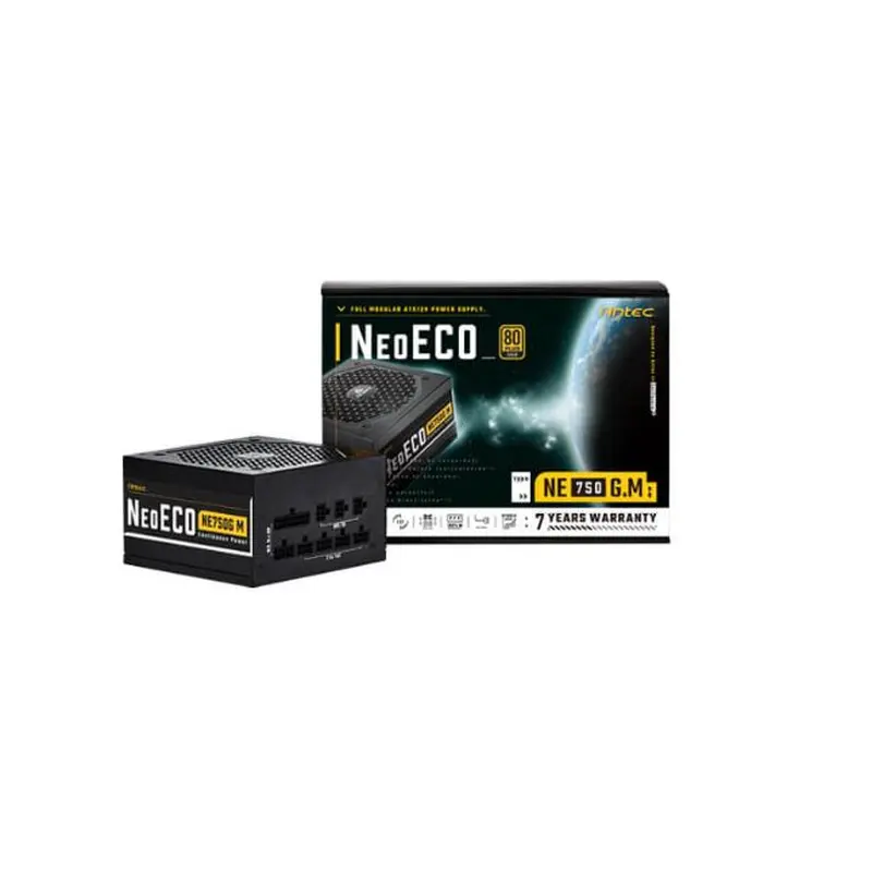 Antec NE 750w 80  Gold, Fully-Modular, LLC DC, 1x EPS 8PIN, 120mm Silent Zero RPM, Jap Caps, ATX Power Supply, PSU, 600w PCI-E 5.0 rdy, 7yr Wty