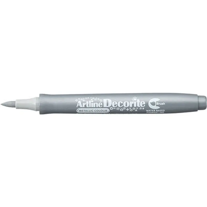 Artline Decorite Metallic Markers Brush Nib Silver Box Of 12