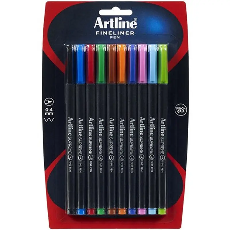 Artline Supreme Fineliner Pen 0.4mm Assorted Colours Pack Of 10
