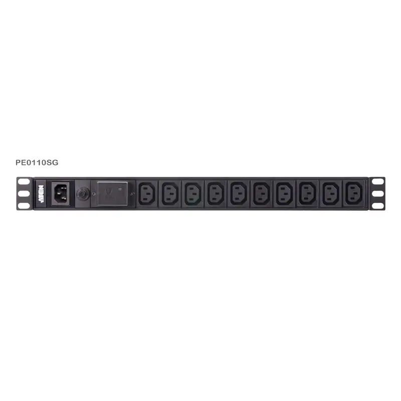Aten 10 Port 1U Basic PDU with Surge Protection, supports 10A with 10 IEC C13 outputs
