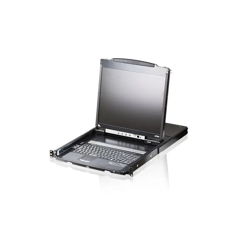 Aten Rackmount Dual Rail LCD Console VGA PS/2-USB w/ 19' LCD Display, 1x Custom KVM Cable Included, 1280x1024@75hz Display, LED Illumination