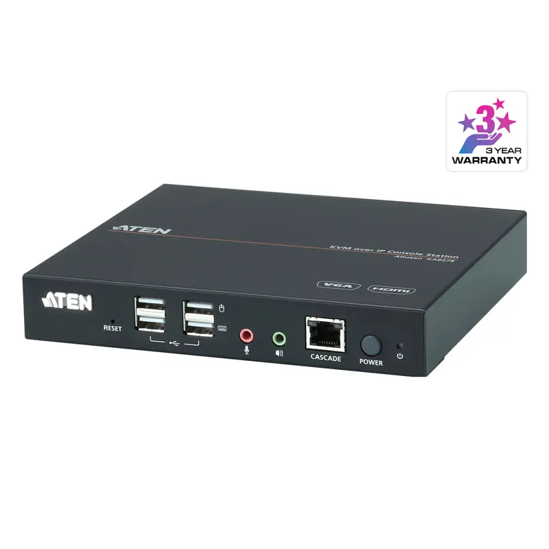 Aten VGA and HDMI Dual View USB KVM Console station for selected Aten KNxxxx KVM over IP series, supports full HD with design for 0U rack space