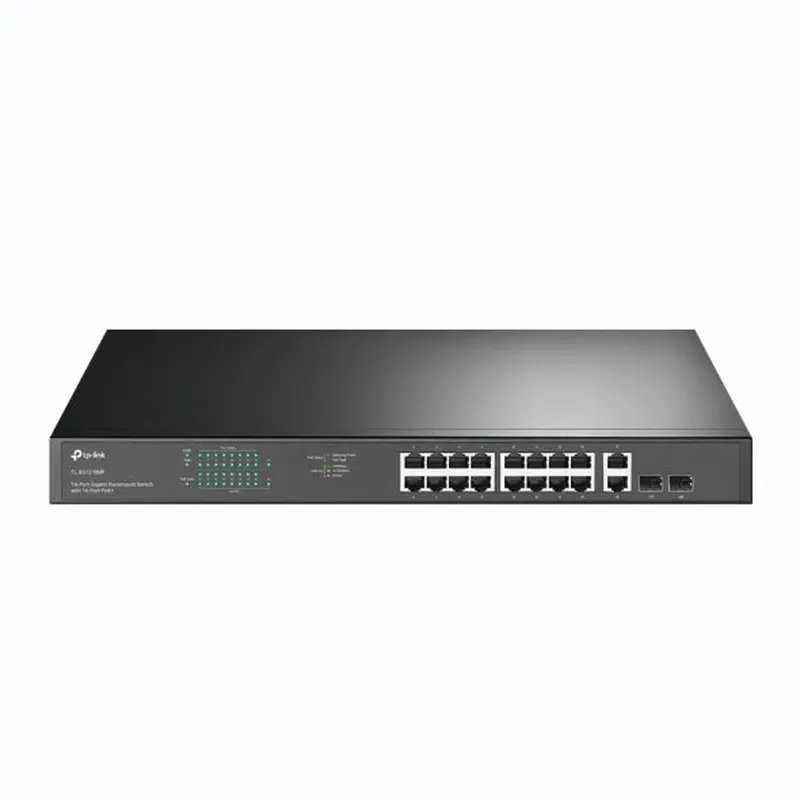 TP-Link TL-SG1218MP 18-Port Gigabit Rackmount Switch With 16 PoE  & 2 SFP Slots, 16 Gigabit PoE  Ports, 2 Gigabit Non-PoE Ports, 2 Combo Gigabit SF