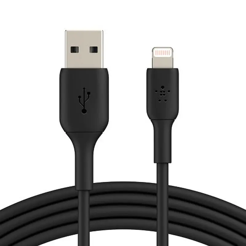 Belkin BoostCharge Braided Lightning to USB-A Cable (15cm/6in) - Black(CAA002bt0MBK), 480Mbps, 10K  bend, Apple iPhone / iPad / Macbook, 2YR