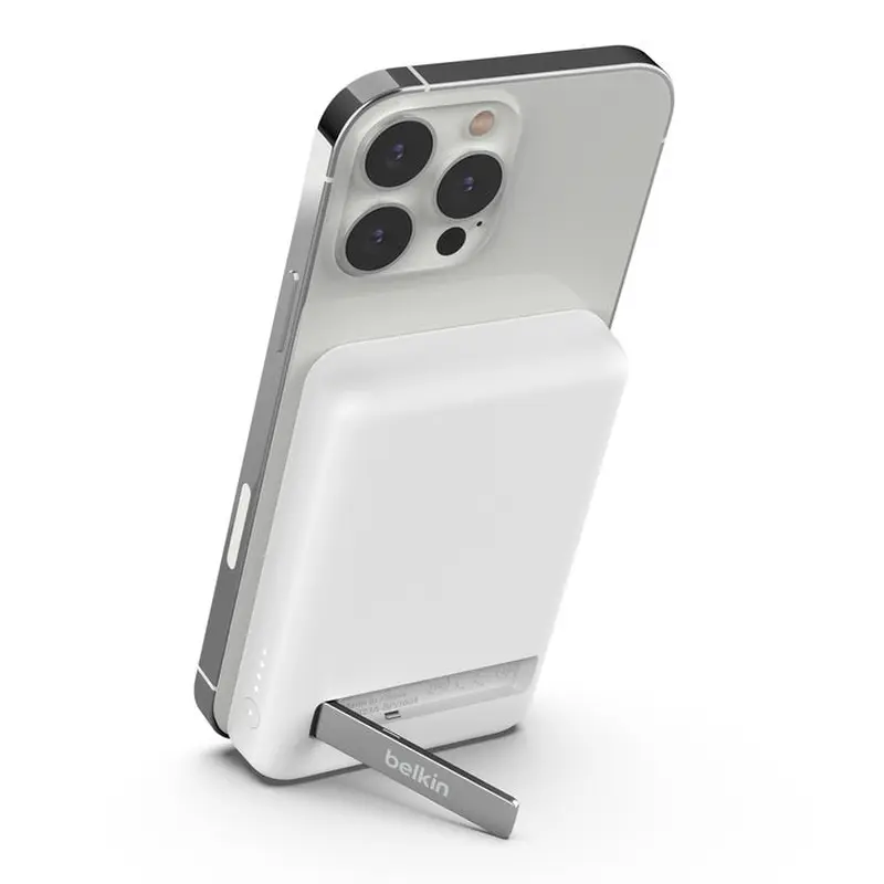 Belkin BoostCharge Magnetic Wireless Power Bank 5K   Stand - White (BPD004btWT), Compact & Light Weight, Type-C Cable (1M) included, $2,500 CEW, 2YR
