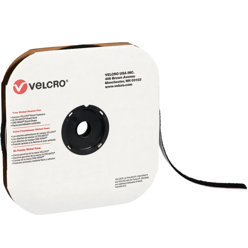 1/2" x 75' - Hook - Black VELCRO Brand Tape - Individual Strips (VEL154) Each