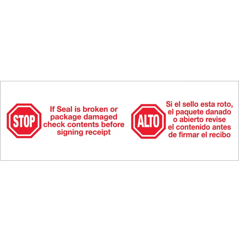 2" x 110 yds. - "Stop / Alto" (6 Pack) Tape Logic Messaged Carton Sealing Tape (T902P136PK) Case Of 6