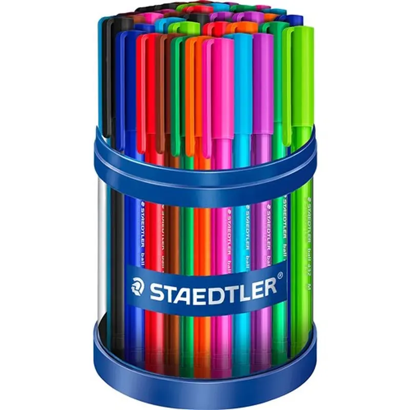 Staedtler 432 Stick Triangular Ballpoint Pen Medium 1.00mm Assorted Cup of 50