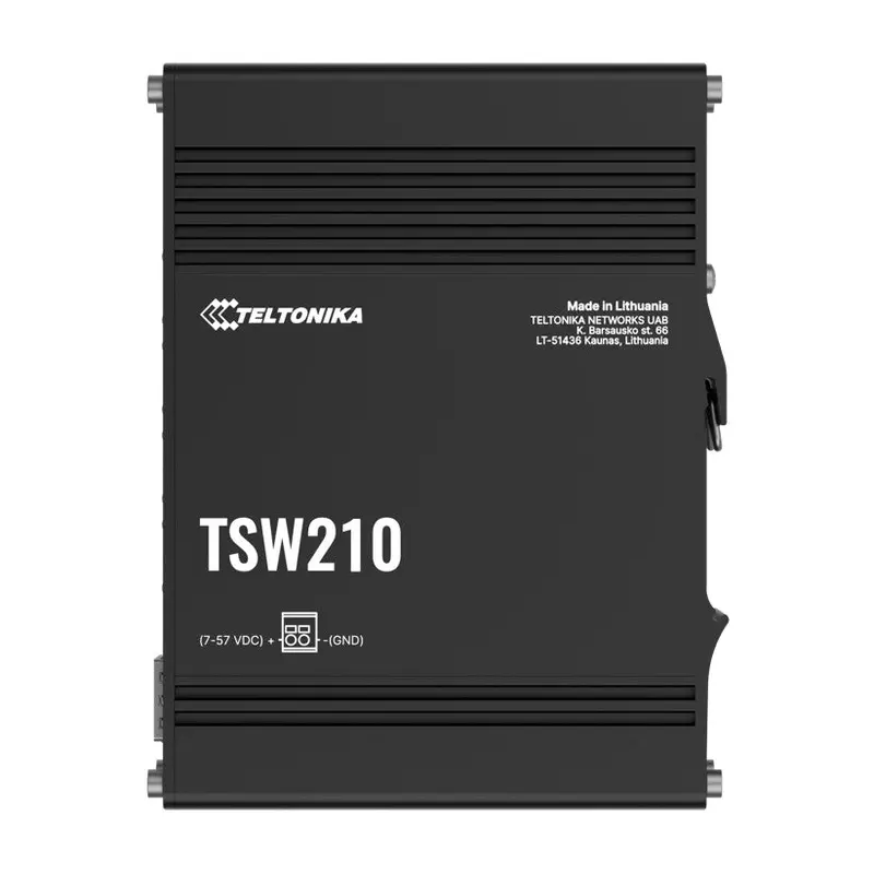 Teltonika TSW210 Industrial Ethernet Switch, 2x SFP Ports, 8x Gigabit Ethernet Ports with speeds of up to 1000 Mbps, DIN Rail, PSU excluded