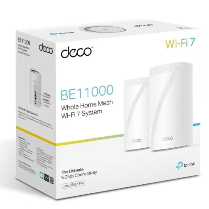 TP-Link Deco BE65 Pro(2-pack) BE11000 Whole Home Mesh WiFi 7 System, 688 Mbps at 2.4 GHz   4320 Mbps at 5 GHz   5760 Mbps at 6 GHz