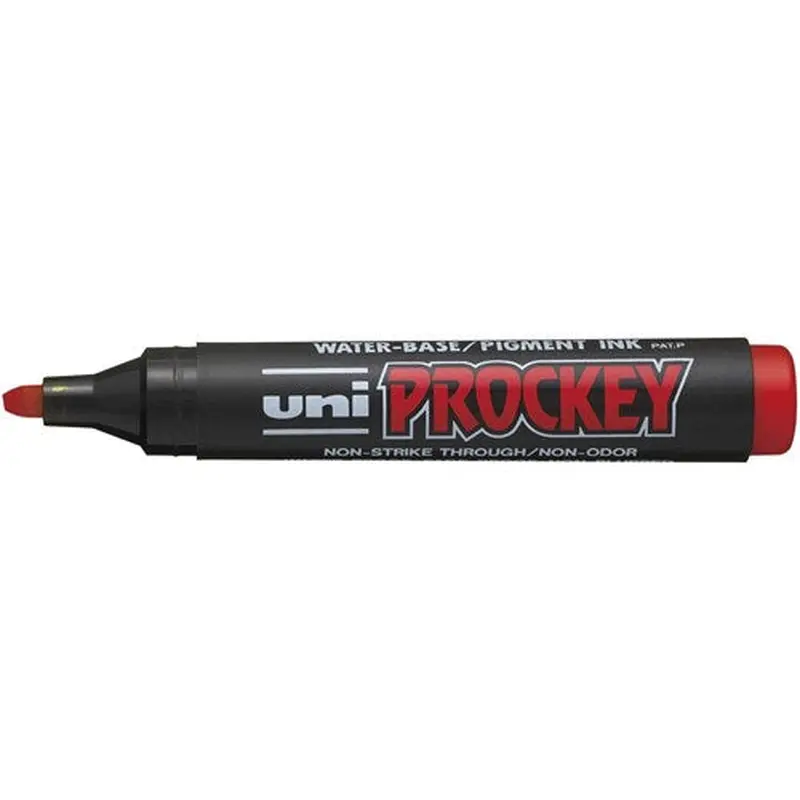 Uni PM126 Prockey Permanent Marker Chisel 5.7mm Red Box of 12
