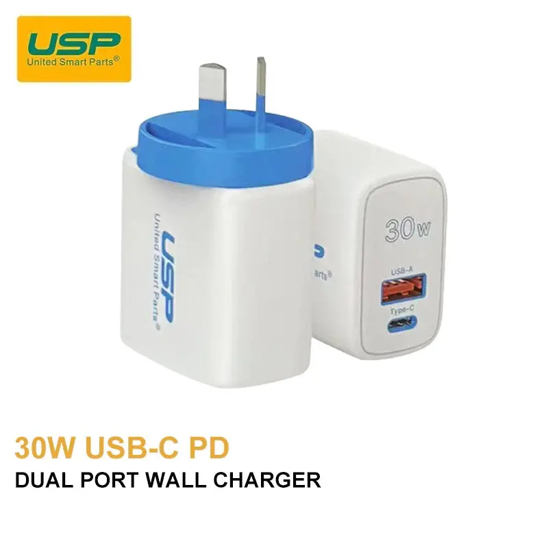 USP 30W Dual Ports (USB-C PD   USB-A QC3.0) Fast Wall Charger - Safe Charge,Compact, Travel Ready, Charge 2 Devices Simultaneously, FireProof Material