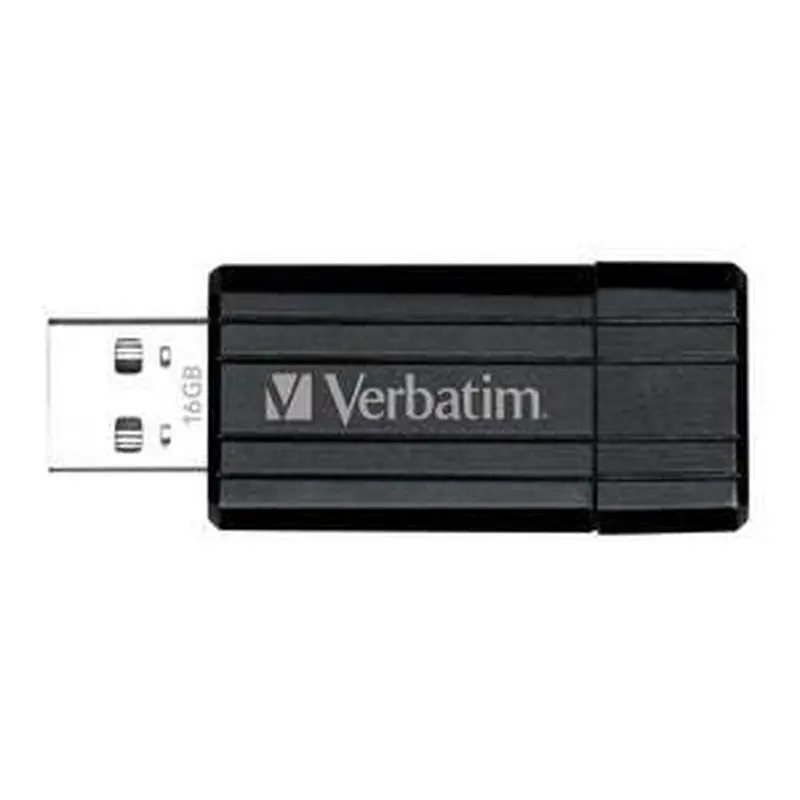 Verbatim Store'n'Go Pinstripe USB 2.0 Drive 16GB, Slim Retractable Design, 2 Years Limited Warranty (Black)